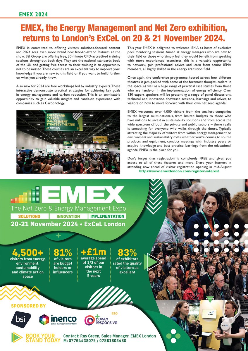 FMUKmagazine1's tweet photo. Latest Issue 📰: @EMEXLONDON, the Energy Management and Net Zero exhibition, returns to @ExCeLLondon on 20th & 21st November 2024.
➡️https://t.co/miOxHIxsAw
#facman #FacilitiesManagement #EMEX #innovation #opportunity #sustainability #digital #energy #EnergyManagers #NetZero https://t.co/pnqfEbRBTR
