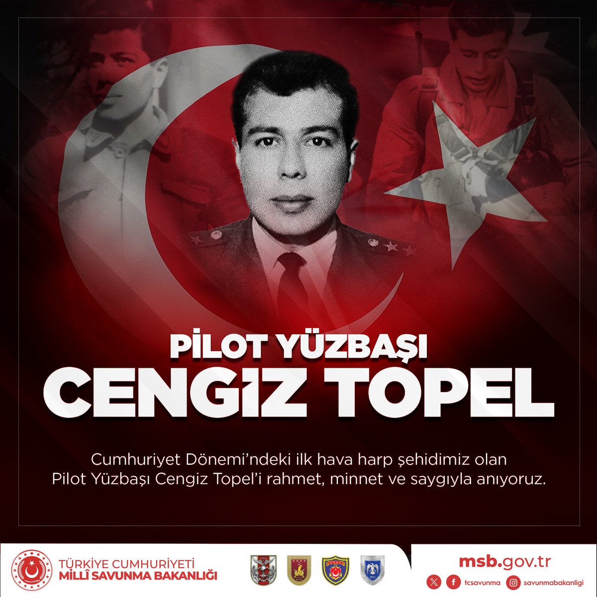 tcsavunma's tweet photo. 60 yıl önce şehit verdiğimiz Cumhuriyet Dönemimizin ilk hava harp şehidi Pilot Yüzbaşı Cengiz Topel’i ve Kıbrıs Türkü için kahramanca bir direniş ortaya koyan Erenköy şehitlerimizi rahmet, minnet ve saygıyla anıyoruz. 🇹🇷

#CengizTopel #ErenköyDirenişi
#MillîSavunmaBakanlığı https://t.co/grV0adsc7Z