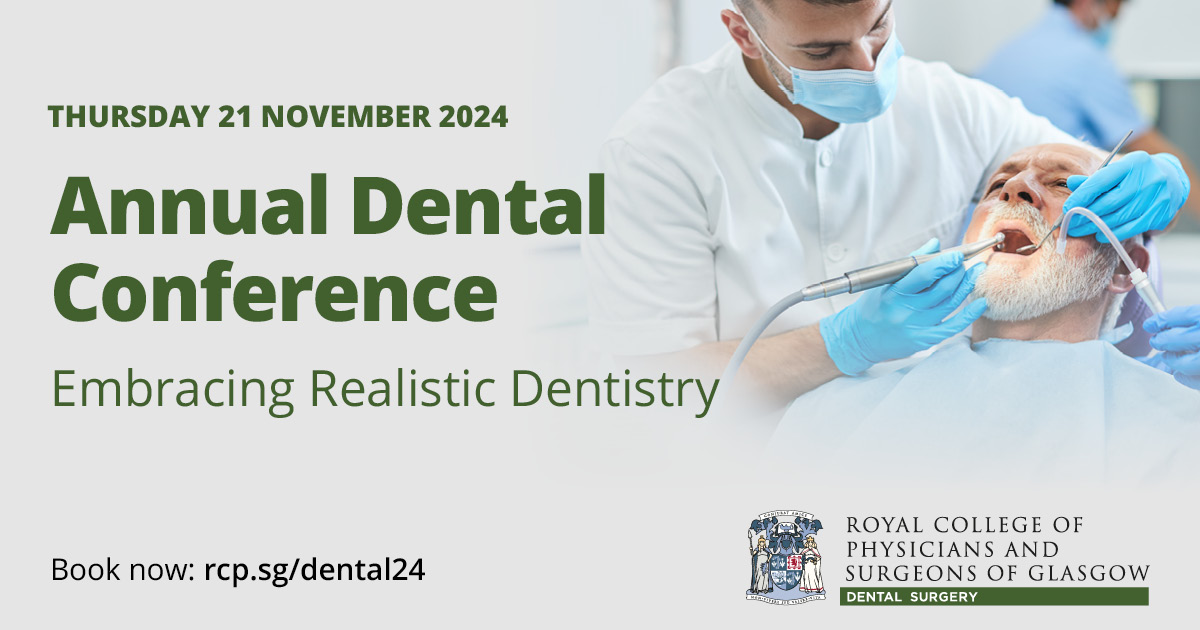 Royal College of Physicians & Surgeons of Glasgow (@rcpsglasgow) on Twitter photo Join us in November for our Annual Dental Conference, where you will receive an update on realistic dentistry. This multidisciplinary day will demonstrate how the principles of realistic medicine can be applied to dentistry. Find out more at: rcp.sg/dental24
<a href="/c_wemyss/">Callum Wemyss</a> Join us in November for our Annual Dental Conference, where you will receive an update on realistic dentistry. This multidisciplinary day will demonstrate how the principles of realistic medicine can be applied to dentistry. Find out more at: rcp.sg/dental24
<a href="/c_wemyss/">Callum Wemyss</a>