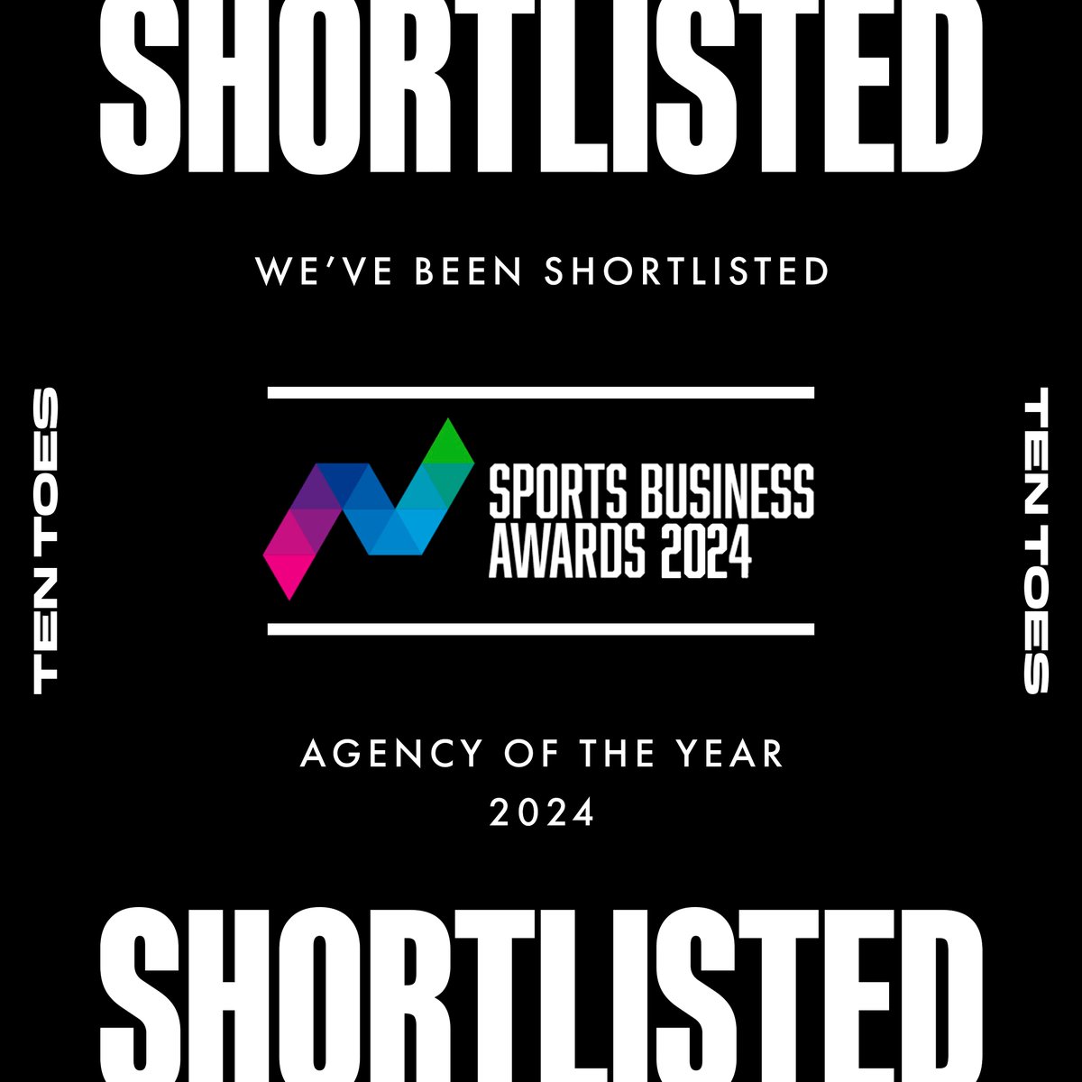 We’re delighted to have been shortlisted for Agency of the Year at the 2024 <a href="/SBAandFBA/">Sport & Football Biz Awards</a> 🏆

It’s been an exciting year so far – and it’s great to see our achievements recognised for both our team and clients 🖤

#SBA24