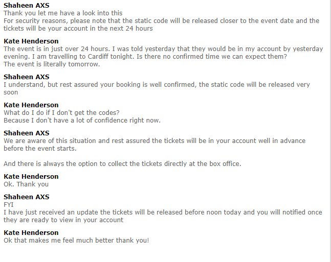 KateH325's tweet photo. Anyone who has tickets through @AXS_UK for Billy Joel tomorrow, this is what I've just been told https://t.co/mNRxg8sT6k