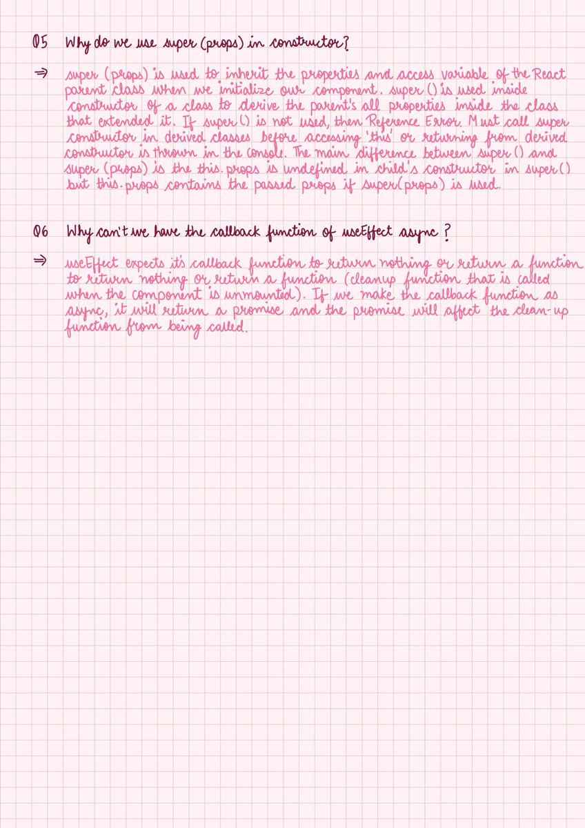 khushijohri01's tweet photo. Namaste React Assignment Episode 8 (Let's Get Classy)

Course - @akshaymarch7

Notes - @khushijohri01

#javascript #react #reactjs #reactdeveloper #frontenddeveloper #developer #developercommunity #developerjourney #reactjsdeveloper #webdevelopment https://t.co/Zzh1FthWIS