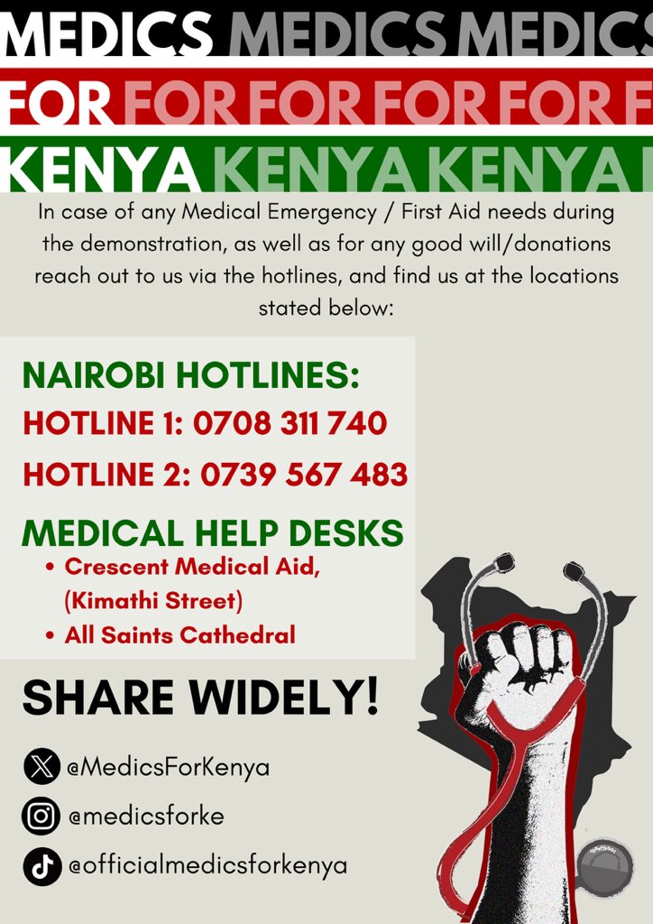 Trollbettingtp's tweet photo. For medical emergencies,  contact emergency services provided below,

Act first to prevent unnecessary loss of lives

#NaneNane
🇰🇪 https://t.co/rsHx9SuHrK