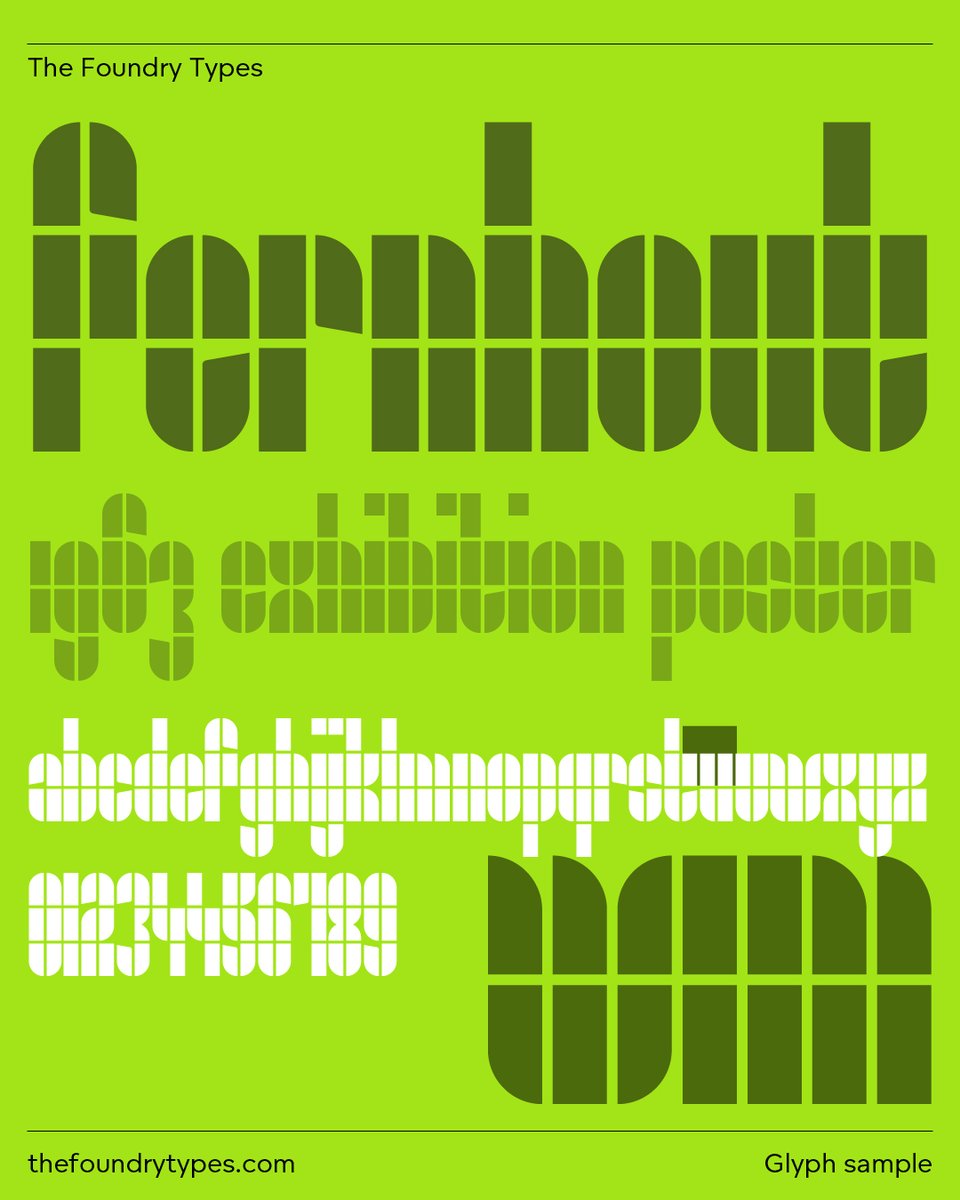 TheFoundryTypes's tweet image. Try or buy our ‘Fernhout’ font, a meticulous recreation of Wim Crouwel’s ‘Edgar Fernhout’ lettering, originally designed for the 1963 Edgar Fernhout exhibition at the Van Abbe Museum.  

Try / buy the Fernhout font visit &amp;gt;&amp;gt;&amp;gt; thefoundrytypes.com 

#wimcrouwel #crouwel #fonts