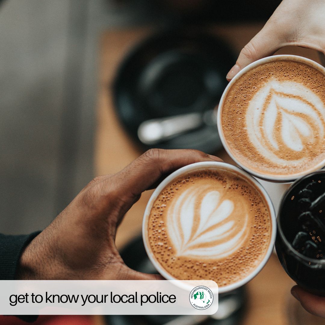NHWAustralasia's tweet photo. Don't wait until something's wrong to get to know your local Police.
Work together to reduce crime in your area:
Attend #community events like 'Cuppa With A Cop' and learn who's looking after your neighbourhood.
Together, we achieve so much more.
#nhwa #crimeprevention https://t.co/S0cdTfEfrc