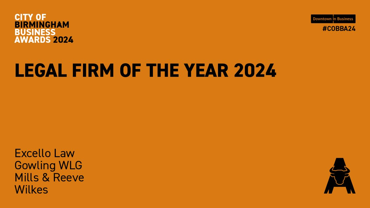 Downtown in Business (@downtownbusines) on Twitter photo The standard this year has been higher than ever but we’re pleased to announce the nominees for #COBBA24 Legal Firm of the Year are <a href="/GowlingWLG_UK/">Gowling WLG UK</a> <a href="/ExcelloLaw/">Excello Law</a> <a href="/MillsandReeve/">Mills & Reeve</a> <a href="/WilkesLaw/">Wilkes Solicitors</a> Congratulations! Which firm has impressed you this year?🗳️Vote today: sbee.link/w7dnqpaxjm The standard this year has been higher than ever but we’re pleased to announce the nominees for #COBBA24 Legal Firm of the Year are <a href="/GowlingWLG_UK/">Gowling WLG UK</a> <a href="/ExcelloLaw/">Excello Law</a> <a href="/MillsandReeve/">Mills & Reeve</a> <a href="/WilkesLaw/">Wilkes Solicitors</a> Congratulations! Which firm has impressed you this year?🗳️Vote today: sbee.link/w7dnqpaxjm