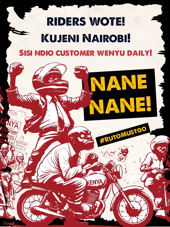 Laikkah's tweet photo. Boda boda heroes, it’s time to ride for change! 🌟 Join the Nane Nane March today and be the engine driving our message. Deck out your bikes, meet at Nairobi CBD by 2pm, and let’s rev up for a powerful demonstration! 🏍️🔥 #NaneNaneMarch 
#NaneNane
#RutoMustGo
#OccupyStateHouse https://t.co/GlWyq89yeG