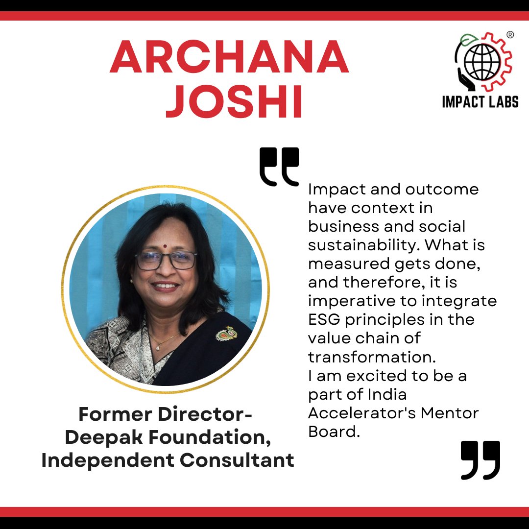 iaimpactlabs's tweet photo. We are delighted to welcome Archana Joshi to our Mentor Board. Archana served as Director at Deepak Foundation for nearly 18 years, where she promoted various livelihood activities and conducted impact evaluation studies for the GoI for evaluating programs. https://t.co/z96FCZazD9