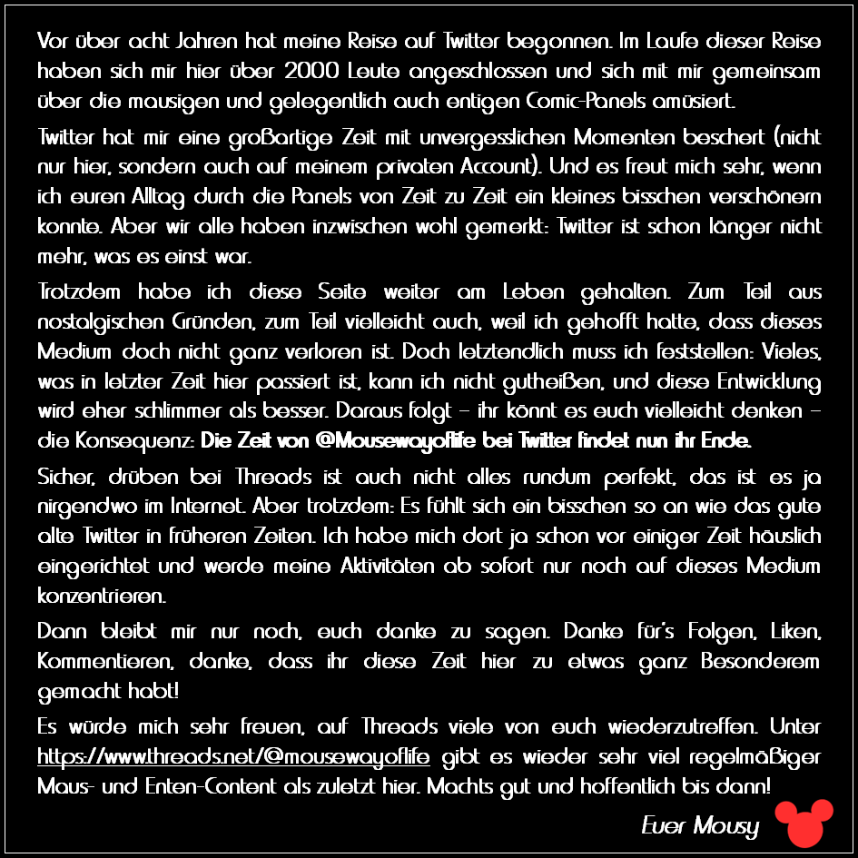 Auf Wiedersehen bei threads.net/@mousewayoflife! ❤️