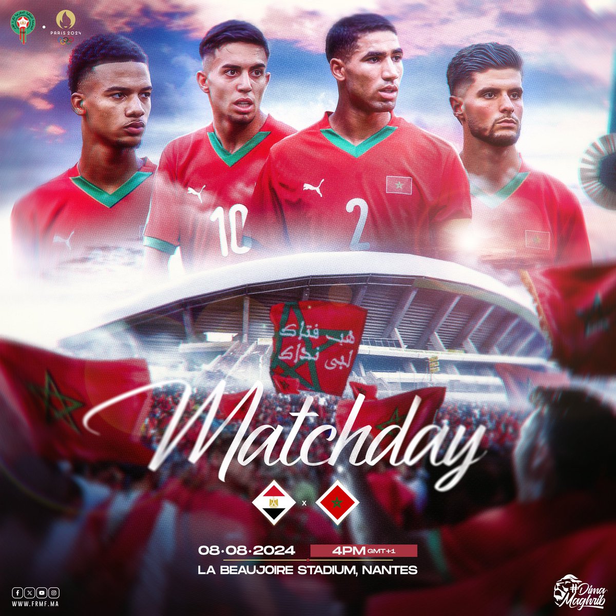 EnMaroc's tweet photo. يـــــــــــوم الــمــــبــــاراة ⚽ 
 مــــصــــر x المــــغـــــــرب، تحديد المركز الثالث من الألعاب الأولمبية🥉

𝙈𝙖𝙩𝙘𝙝𝘿𝙖𝙮 🇪🇬⚡🇲🇦
Bronze medal match is here! Ready to capture the bronze🥉 

#DimaMaghrib | #Paris2024 https://t.co/BIIDGmbJVh