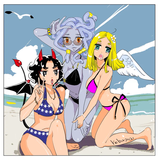 水着ギャル描きました! #水着 