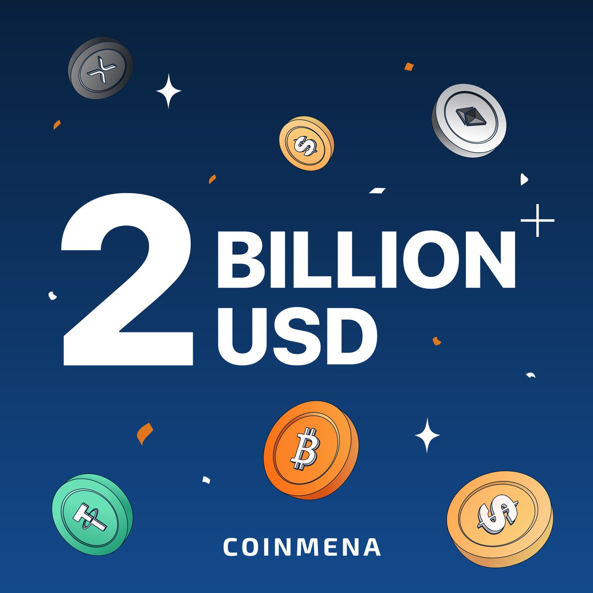 A New Milestone Achieved: $2 Billion in Crypto <> Fiat Trading Volume and  Counting! 🚀 I am thrilled to announce that @CoinMENA has surpassed $2  billion in trading volume. This milestone is