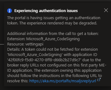 salaros_com's tweet photo. @azuresupport #azTechHelp I'm trying to use Trusted Signing Accounts (preview) service. For sone reason I go stuck on identity verification state. Azure DevOps URL on the screenshot is not working either. https://t.co/57ytsAXvjU