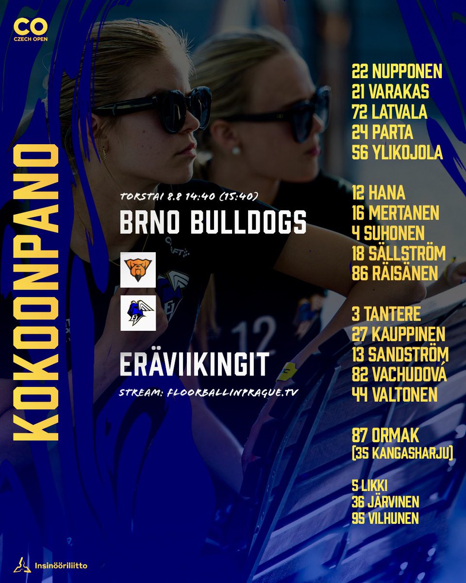 EraViikingit's tweet photo. 𝐅𝐈𝐑𝐒𝐓 𝐋𝐈𝐍𝐄-𝐔𝐏 🔥
Matsit suorana: https://t.co/16a2gJsjLV
#EräViikingit | #CzechOpen | #Salibandy https://t.co/6OlZZFGtMZ