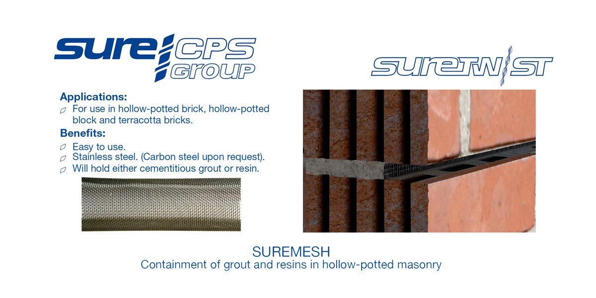 SureMesh: for the containment of grout and resins in hollow-potted masonry applications. ow.ly/1sor50Rlc0t