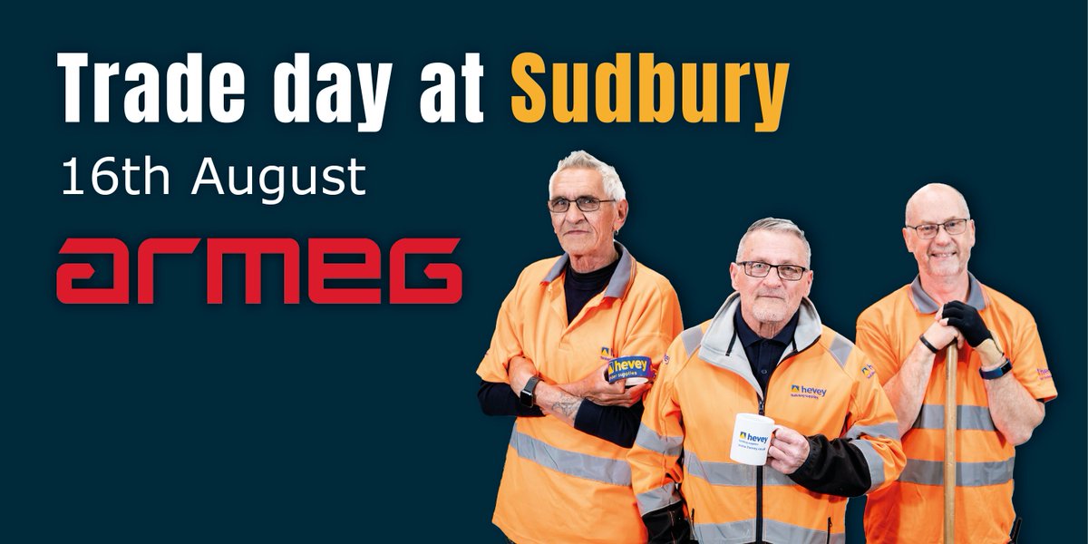 Join us at our #Sudbury branch next Friday and meet <a href="/armeguk/">Armeg</a> ! 💪 Don't miss the exclusive deals and #giveaways ! 
#buildersmerchants #constructionsite #buildersuk #tradeuk #heveyelectrical