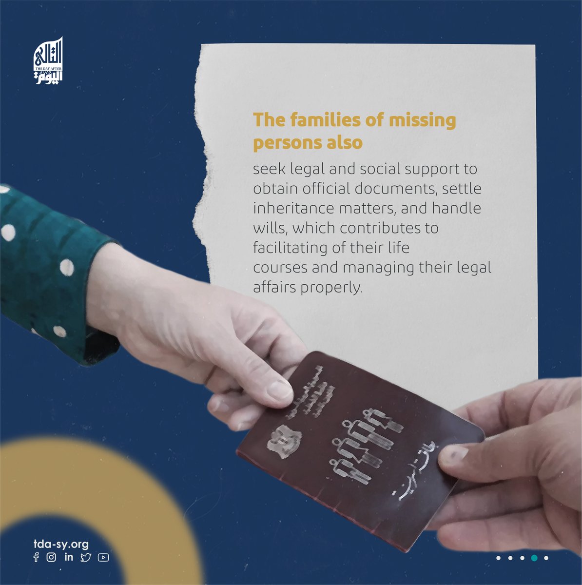 TDA_SY's tweet photo. It is very important that we continue to raise and follow up on the issue of the missing persons in #Syria closing this open wound of Syrians is a fundamental step towards a political solution to learn more follow the report by clicking here https://t.co/N2luhLn1zg https://t.co/aZeRnkuweL