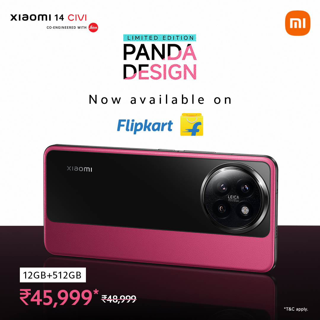 XiaomiIndia's tweet image. The #Xiaomi14CIVI Limited Edition #PandaDesign in Hot Pink is now available on @Flipkart!

Elevate your style game with this bold and vibrant colour. 🐼

Get yours today: bit.ly/HotPink-on-FK