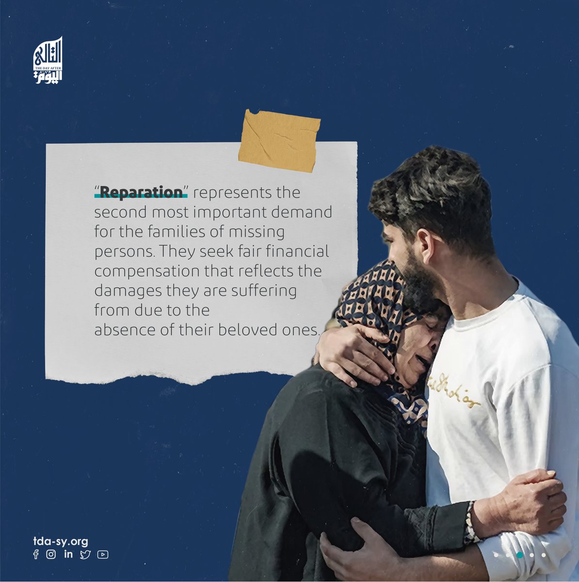 TDA_SY's tweet photo. It is very important that we continue to raise and follow up on the issue of the missing persons in #Syria closing this open wound of Syrians is a fundamental step towards a political solution to learn more follow the report by clicking here https://t.co/N2luhLn1zg https://t.co/aZeRnkuweL
