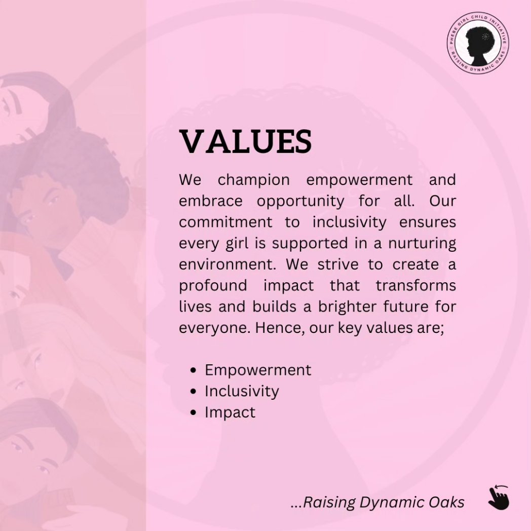 Girlinitiative_'s tweet photo. Phebe Girl Child Initiative, called to raise Dynamic Oaks. We are on a mission to create a generation where every girl grows, flourishes and leaves a lasting legacy as a woman.

Learn more about us.

#PhebeGirlChildInitiative #PGCI #raisingdynamicoaks #girlchildadvocacy https://t.co/7m7yRsu8vl