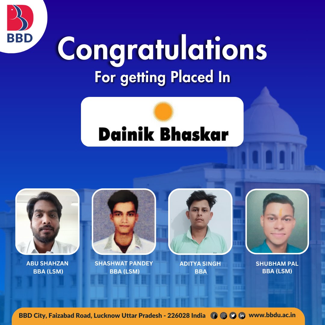 BBD_UNIVERSITY's tweet image. May you always fly high in life and achieve all your dreams. All the Best! #statixelectric #Placement2024 #wearefutureready #campusplacement #bbdgroup #lifeatbbd #bbduniversity
