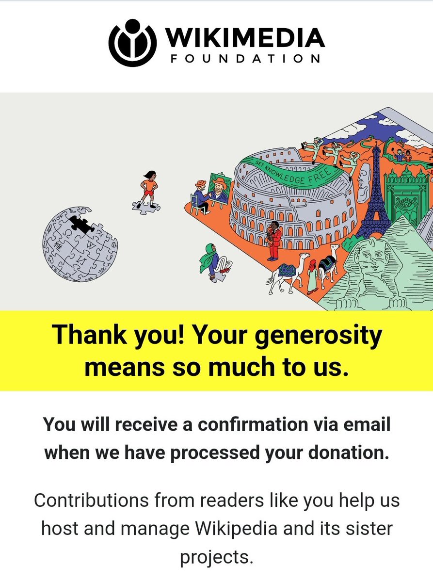 SiBOnTheRocks's tweet photo. Today is a good day to donate to Wikipedia.
Keep knowledge free. https://t.co/50jD9bKyn9