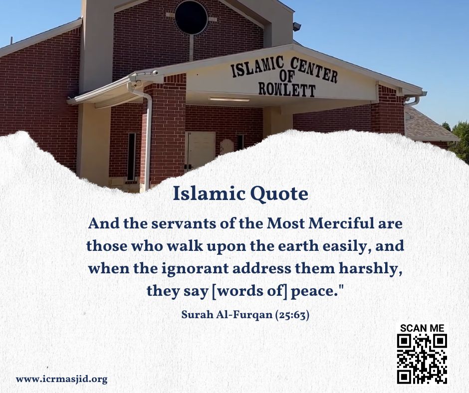 icrmasjid's tweet image. True servants of the Most Merciful walk gently on the earth, responding to harshness with words of peace. Embrace kindness and spread tranquility. 🌿 #PeaceAndPatience #IslamicWisdom #WalkGently #SpreadKindness  Support our initiatives and donate today at icrmasjid.org/donate/