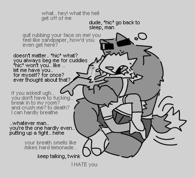 angletongs's tweet photo. did this one for fun, rodge suprises gabe with drunk cuddles and gabe can't do anything about it https://t.co/cJ0mDDNjJ0