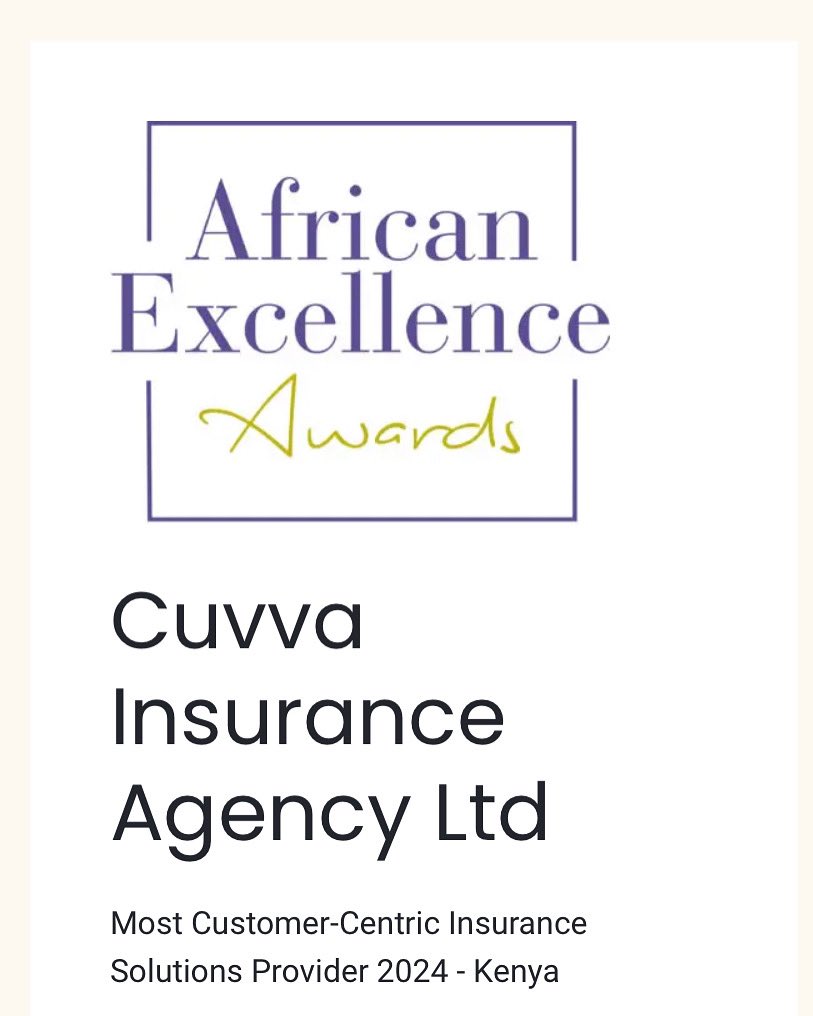 We are proud to have been awarded with the African Excellence Award- Most Customer Centric Insurance Solutions Provider-2024 by <a href="/ME_Markets/">Middle East & Africa Markets</a> 
#insurance #arfricanexcellence
#Kenya