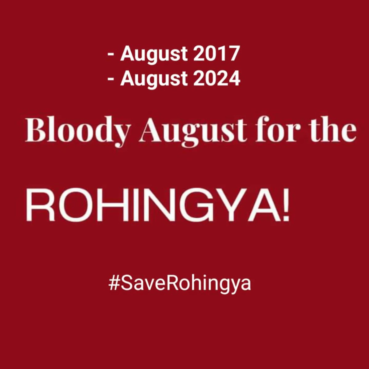 RoKalam2's tweet photo. Bloody August for the #Rohingya

#AllEyesOnRohingya 
#AllEyesOnMaungdaw
#AllEyesOnArakan
#SaveRohingya
#ProtectRohingya
#RohingyaGenocide
#JusticeForRohingya 
#PrayForRohingya https://t.co/FV9sp018AA
