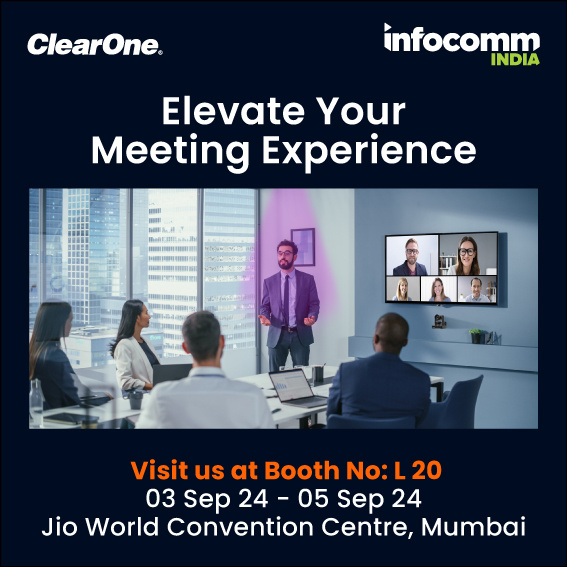 ClearOne is set to unveil its latest professional AV collaboration solutions at InfoComm India 2024. We invite you to visit us at Stand #L20, Jio World Convention Centre, Mumbai, from September 3-5.

Book a one-on-one meeting with the ClearOne Team here: hubs.ly/Q02Kx_0z0