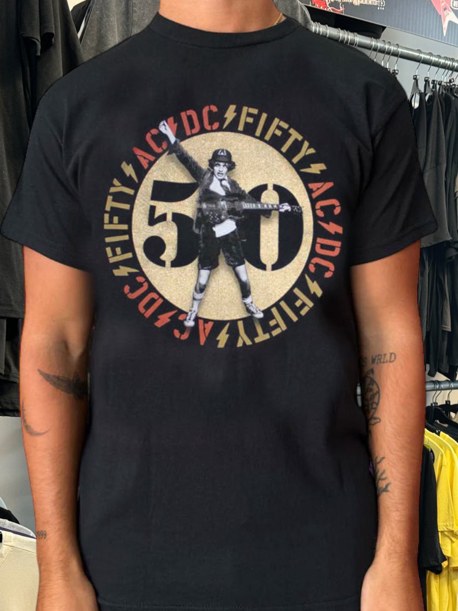 RocktPooleMerch's tweet photo. AUGUST 8th 2024 
To honour AC/DC’s 50-year reign as the world’s greatest rock and roll band, Columbia/Sony Legacy proudly announce that the band’s catalogue will be available as gold-coloured vinyl LPs.
#RockItPoole 
Shirt available in-store or online https://t.co/3HSN7jQdXt https://t.co/xQhoh8VAP8
