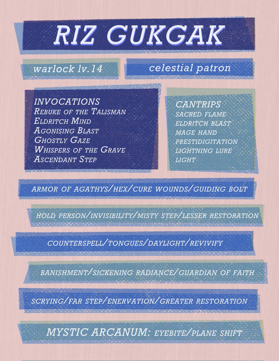 WARLOCK RIZ (thank you angel pok) for the class swap zine in <a href="/d20zinejam/">D20 ZINE JAM ❤️✏️</a> 🔥🦆🔥

#FANTASYHIGH