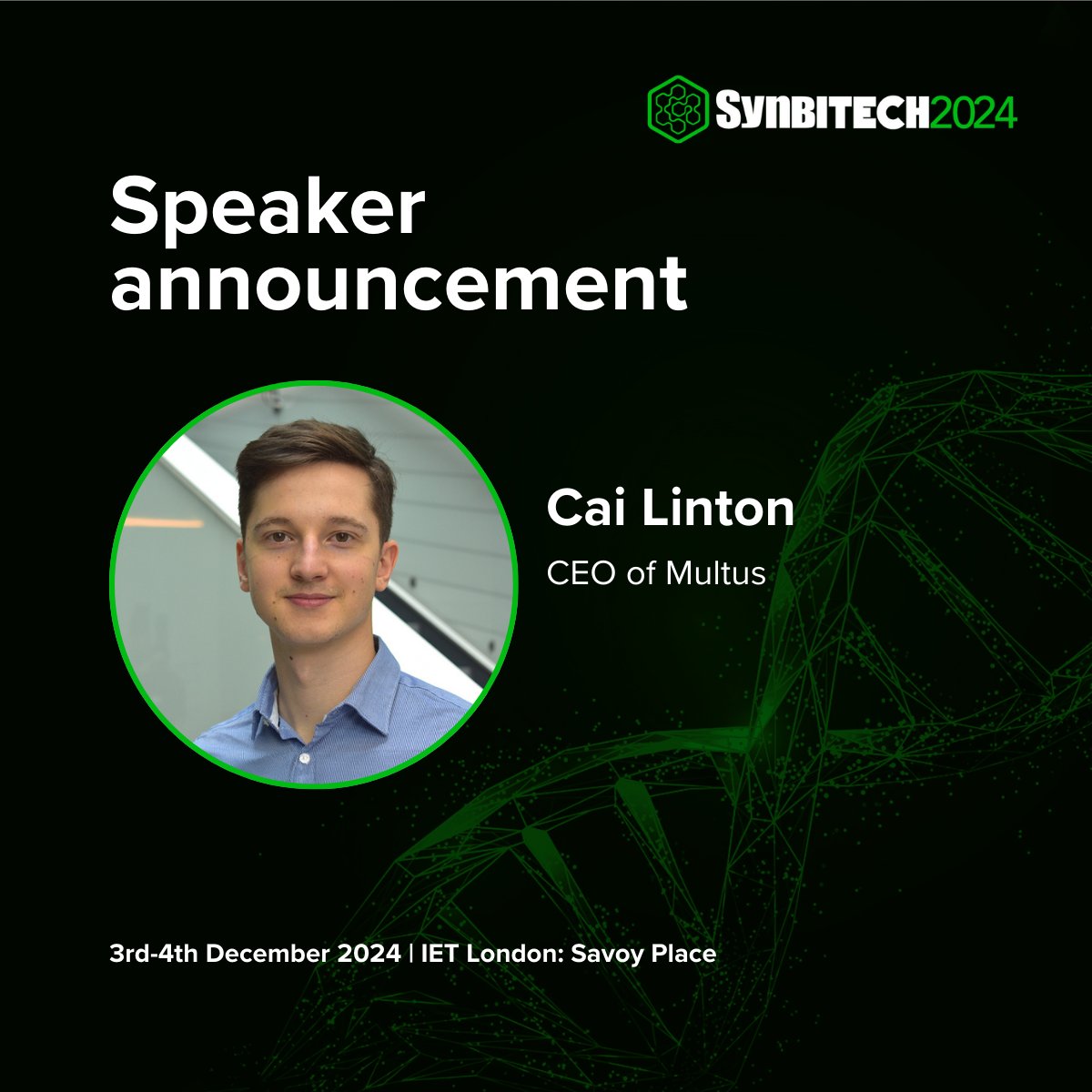 SynbiCITE's tweet image. We're thrilled to announce that Cai Linton, CEO of Multus, will be speaking at SynbiTECH 2024!
Secure your early bird ticket now available until the end of August: synbitech.com/book-tickets
#SynbiTECH24