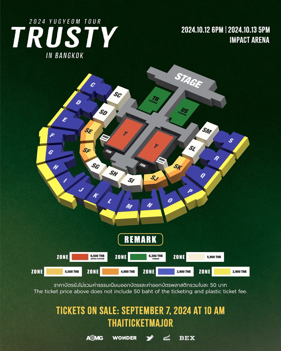 ThaiTicketMajor's tweet photo. 2024 YUGYEOM TOUR [TRUSTY] IN BANGKOK

📆วันที่แสดง : วันเสาร์ที่ 12 ตุลาคม 2567 - วันอาทิตย์ที่ 13 ตุลาคม 2567
📍สถานที่แสดง : อิมแพ็ค อารีน่า เมืองทองธานี
⏰เวลาแสดง : 18.00 / 17.00
💰ราคาบัตร :  6,500 / 6,300 (บัตรยืน) / 5,900 / 5,500 / 4,900 / 3,900 / 2,900 บาท
🗓️วันเปิดจำหน่ายบัตร : วันเสาร์ที่ 7 กันยายน 2567, 10:00 น.
🎫รายละเอียดจำหน่ายบัตร : https://t.co/8BfdpZeRv2
☎️TTM Call Center 02-262-3456

#유겸 #YUGYEOM
#2024YUGYEOMTOUR
#2024TRUSTY_IN_BANGKOK
#AOMG
#BEX