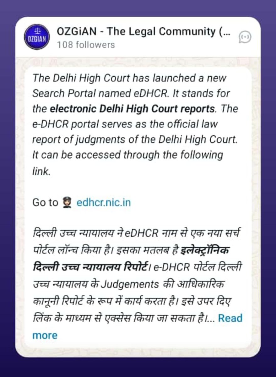 ozgians's tweet photo. The #DelhiHighCourt has launched a new Search Portal named eDHCR.

Go to 👮🏻‍♀️ https://t.co/frJEEIm5bY

#दिल्लीउच्चन्यायालय ने #eDHCR नाम से एक नया सर्च पोर्टल लॉन्च किया है। 

Go to 👁️‍🗨️ https://t.co/YfA318dS6J https://t.co/C63azHYk6C