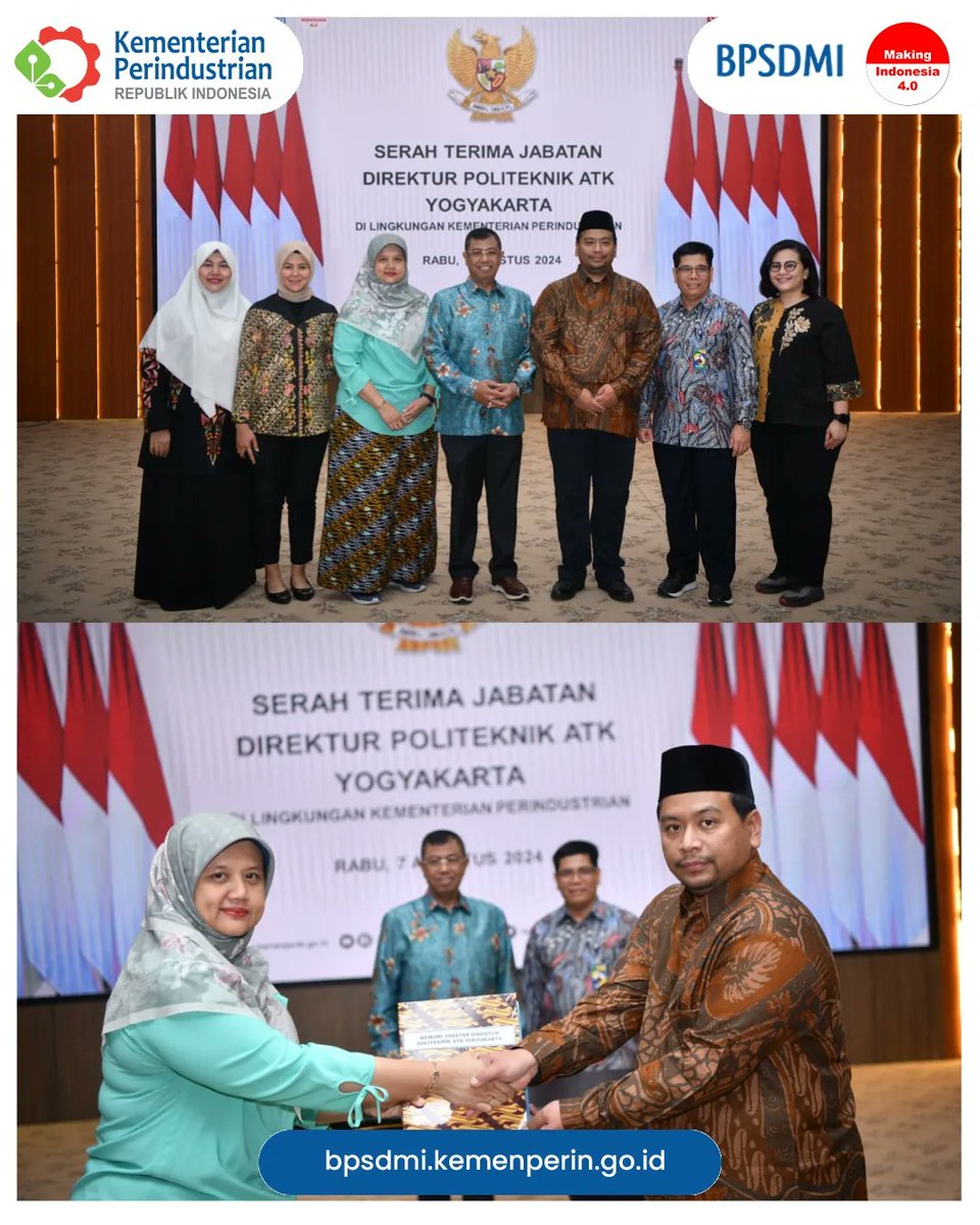 BPSDMI_Kemperin's tweet image. Halo Sobat Industri

Kepala BPSDMI Bapak Masrokhan telah melantik Bapak Sonny Taufan selaku Direktur Politeknik ATK Yogyakarta pada Rabu (7/8) di  Kemenperin. Selamat bagi bapak Sonny, semoga amanah dalam menjalankan tugas.

#sekolahvokasi 
#sekolahkemenperin 
#bpsdmi