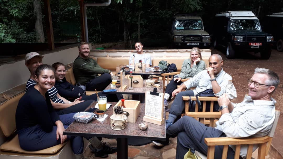 SafarisUganda's tweet photo. It was a busy morning at Cafe Budongo. 
Tourists gear up for an exciting chimp trek. Stop by for a delicious light snack before or after your adventure!#CafeBudongo #ChimpTrek #GreatLakeSafaris https://t.co/rCssqdrnqd