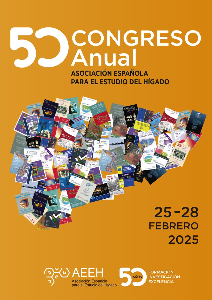 Asociación Española para el Estudio del Hígado (@aeehliver) on Twitter photo 📢¡Novedades! Te presentamos la imagen para nuestro 50º Congreso Anual, que coincide también con nuestro 50 Aniversario, en 2025.
📅Habrá un día más de Congreso, del 25 al 28 de febrero en el Hotel <a href="/Melia_Castilla/">Melia_Castilla</a> de #Madrid. Atentos porque pronto daremos más información. ¡Será 📢¡Novedades! Te presentamos la imagen para nuestro 50º Congreso Anual, que coincide también con nuestro 50 Aniversario, en 2025.
📅Habrá un día más de Congreso, del 25 al 28 de febrero en el Hotel <a href="/Melia_Castilla/">Melia_Castilla</a> de #Madrid. Atentos porque pronto daremos más información. ¡Será
