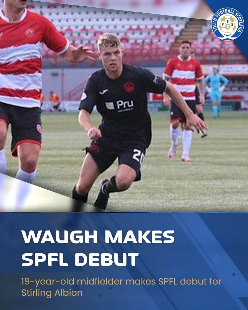 yfst's tweet image. 𝗖𝗢𝗡𝗚𝗥𝗔𝗧𝗦 𝗥𝗜𝗖𝗞𝗬👏 

Congratulations to Ricky Waugh, who made his SPFL debut, starting in @Stirling_Albion's win over Edinburgh City 2-1.

Waugh played at St Bernard's Boys Club, @lasswade12345, @PenicuikAth and @HibernianFC before joining on loan from @queensparkfc.