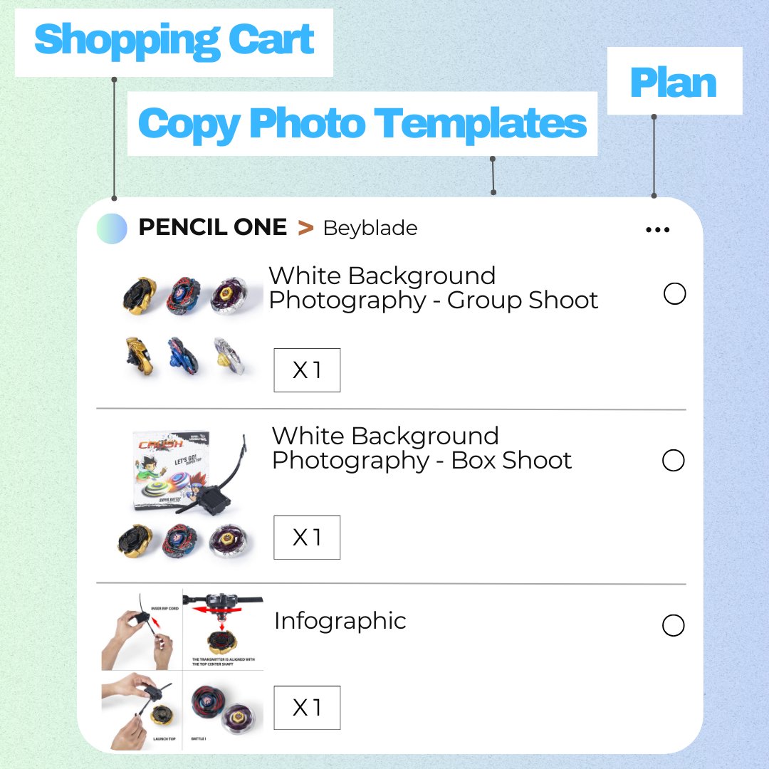 PENCILONE1's tweet photo. 🛒 Image Templates | 1-Click Copy Shopping Cart | #beyblade

Just need basic image templates to clearly showcase your #kids #toys on major online platforms? 
You only need 3 images. The photo template ➡️shopping cart solutions⬅️ are all in the pictures. https://t.co/lgKLTTz0HX