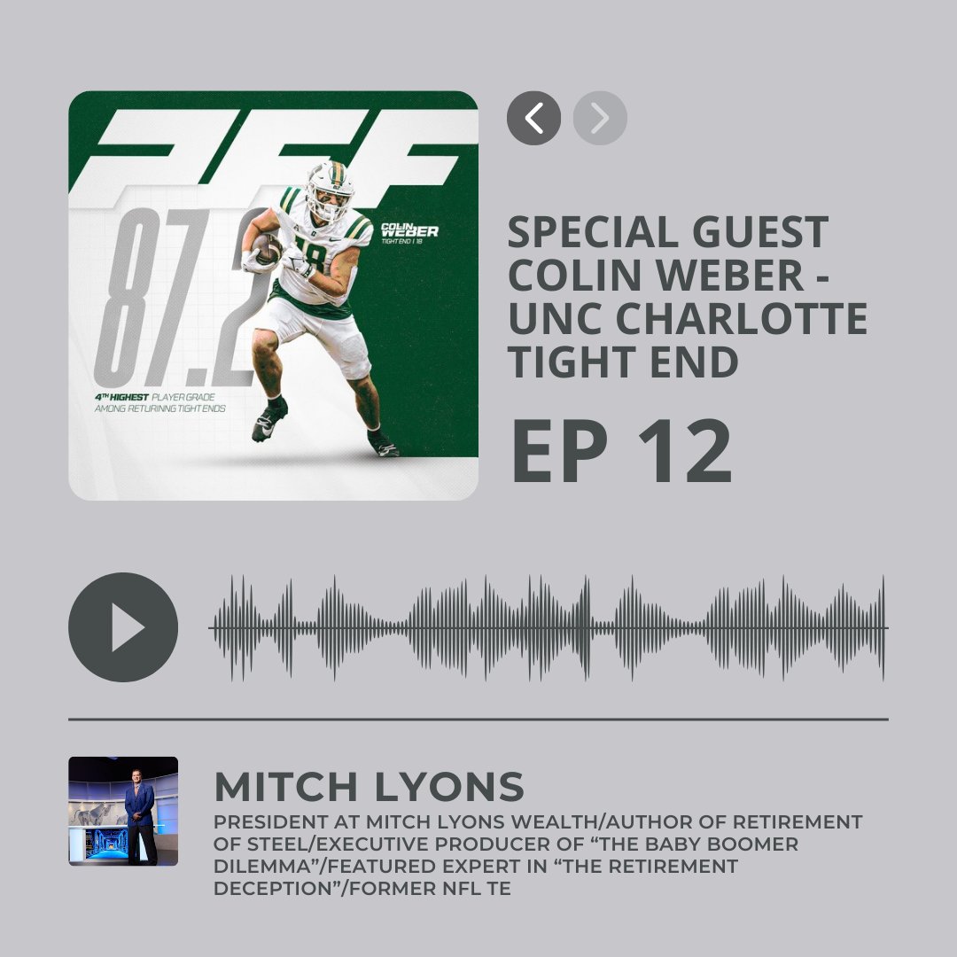 MLyonsWealth's tweet image. New Episode Alert! 🏈✨

Join me on 'The Lyons Share' as I chat with UNC Charlotte Tight End, Colin Weber about his college experience, NFL draft considerations, NIL, and more! 🌟
#TheLyonsShare #Podcast #unccharlottefootball #nil #Football #Inspiration