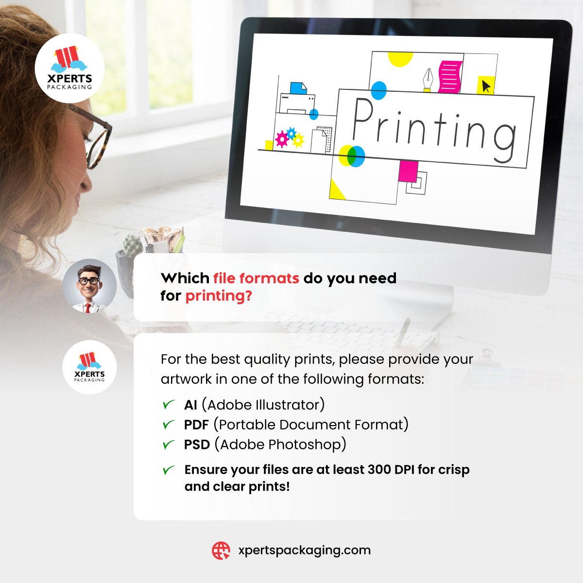 xpertspackusa's tweet image. 🛠️ FAQ Time! 🛠️

Q: Which file formats do we need for printing?

AI (Adobe Illustrator)
PDF (Portable Document Format)
PSD (Adobe Photoshop)
.
.
#XpertsPackaging #CustomBoxes
#PrintingFAQ #QualityPrints #GraphicDesign #PrintReady