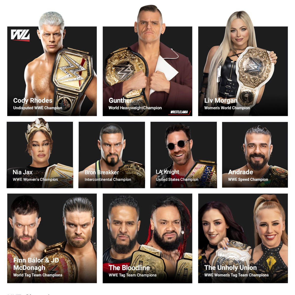 wrestlelamia's tweet photo. What an incredible mélange of strong WWE Champions we have right now. https://t.co/sPClk3K1GQ
