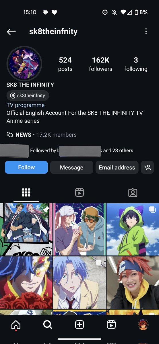 Thicken_Nugget's tweet photo. Heads up for sk8 moots and oomfs but @/sk8theinfnity (missing the 2nd "i") on ig isn't actually affiliated with the anime

They repost content from the crew/ seiyuus/ stage actors/ official releases and push bootleg merch though countdowns every time there's news

#SK8THEINFINITY https://t.co/bO0iS3oikY