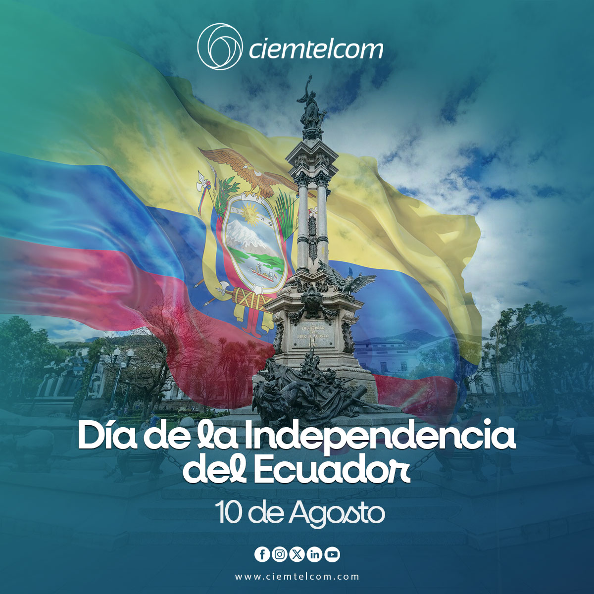 ciemtelcom's tweet photo. #SocialCT I 🎉 ¡Hoy celebramos el Día de la Independencia de Ecuador! 🎆
El 10 de agosto de 1809, dimos un valiente paso hacia la libertad. 🕊️❤️
En #Ciemtelcom, honramos a nuestros héroes y nuestra historia. ¡Celebremos juntos! 🌟
#IndependenciaEcuador #OrgulloPatrio https://t.co/bl1YmYiwrK