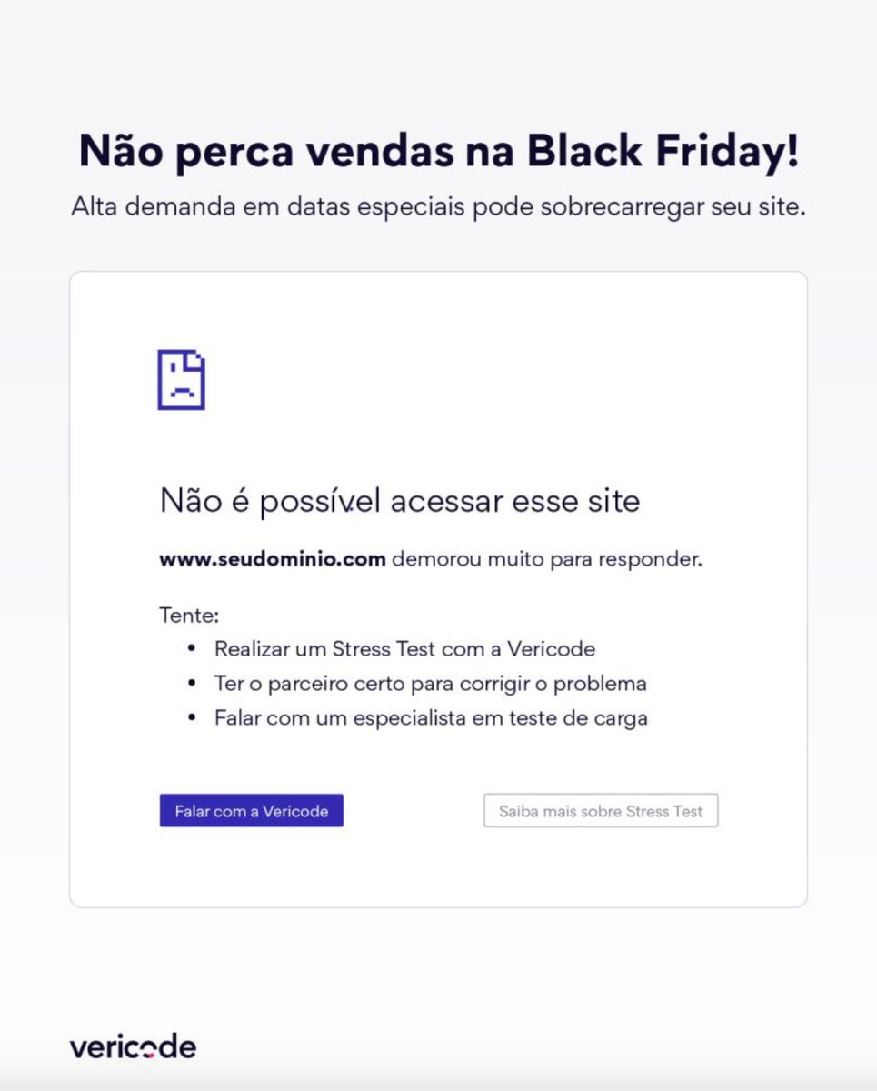 VericodeIT's tweet image. Não perca vendas por falhas na capacidade do seu site.
👉 Saiba mais sobre como o Stress Test pode ajudar seu negócio a se preparar para datas especiais como a Black Friday
lnkd.in/e7jR5T_u