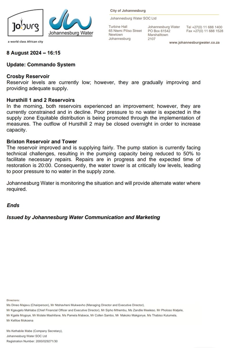 Johannesburg Water tweet media
