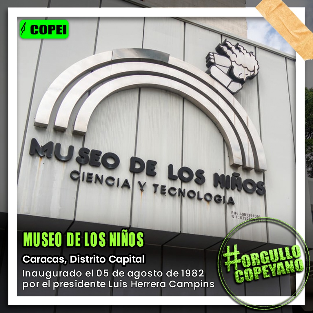 Copei_Partido's tweet photo. El sello copeyano representa la cultura 💚🇻🇪

El Museo de los Niños es una institución privada, sin fines de lucro, fundada por Alicia Pietri de Caldera. 

Consiste en un ambiente ideado para que los niños "aprendan jugando" con los principios de la ciencia, tecnología, arte y valores fundamentales de la sociedad.

Presenta a los visitantes exhibiciones en donde los niños pueden interactuar con componentes mecánicos, electrónicos, seres vivos y mobiliario, acompañado de material didáctico visual.

Esta es una obra que nos hace alzar la bandera verde y sentir #OrgulloCopeyano 💚