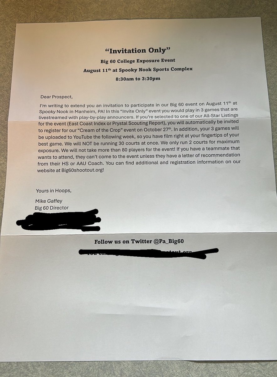 Extremely grateful to receive a invite to the <a href="/Pa_Big60/">🏀Big 60 Individual College Exposure</a> Big 60 College Exposure Camp, thank you Mike Gaffey for the opportunity